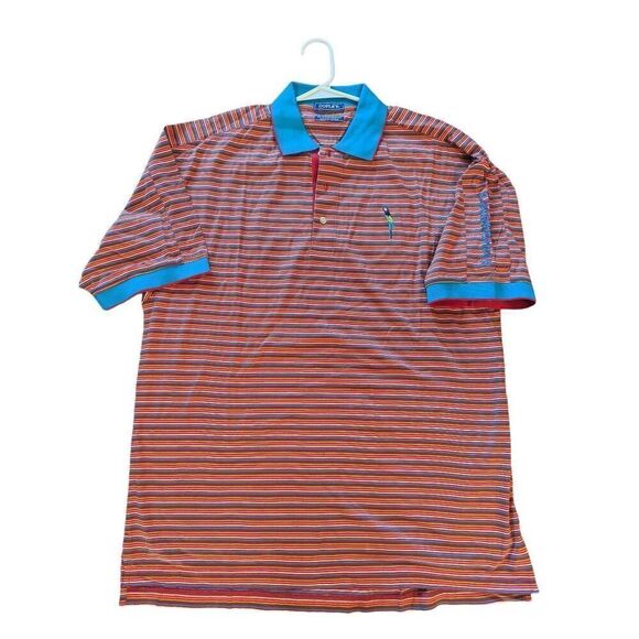 Copley Men's Casablanca Multi-Color Striped Pima Cotton Golf Polo Shirt Size XL - Picture 2 of 9